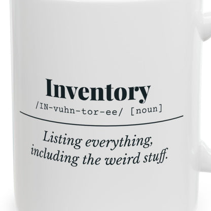 Close-up of the Inventory Definition Mug design