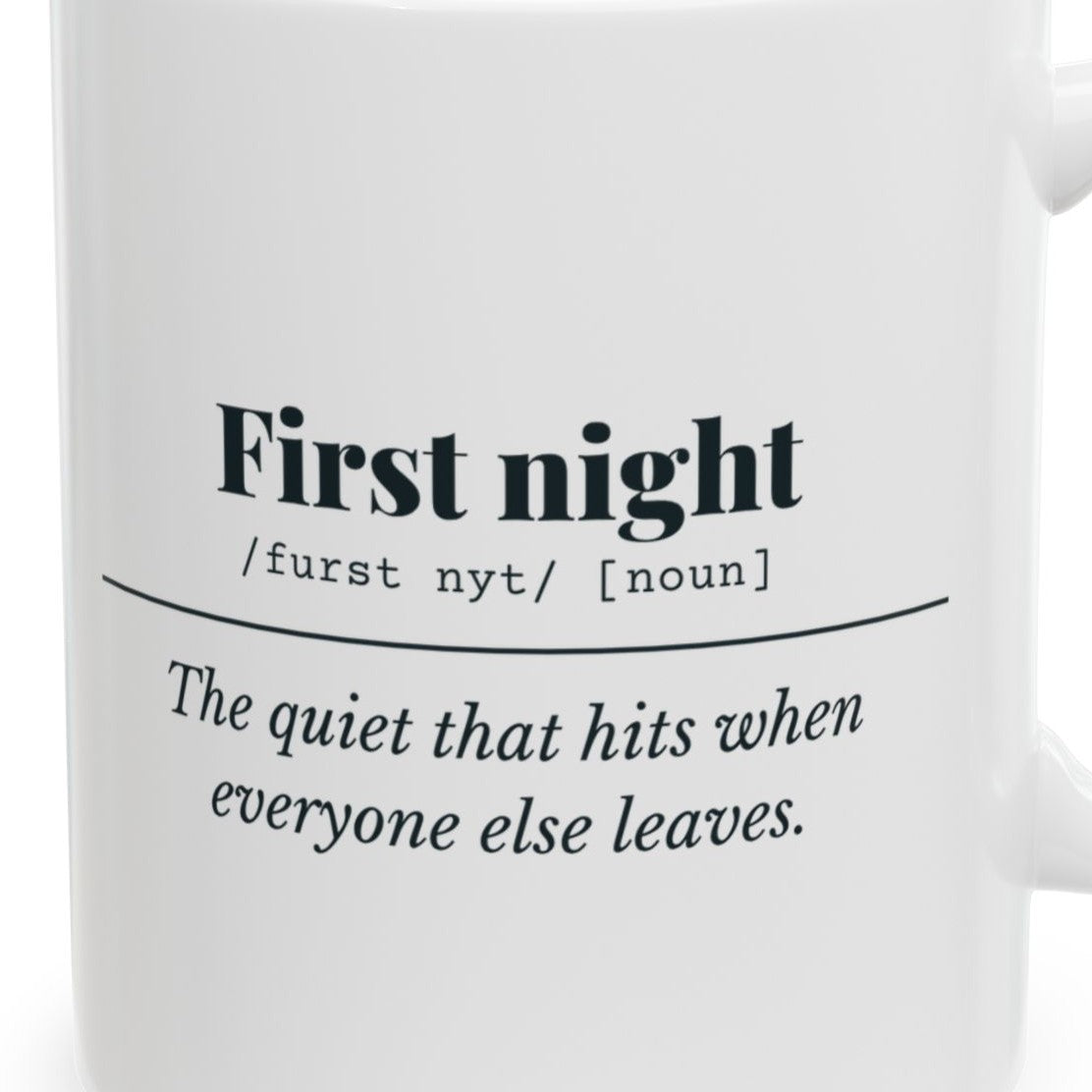 Close-up of the First Night Definition Mug design