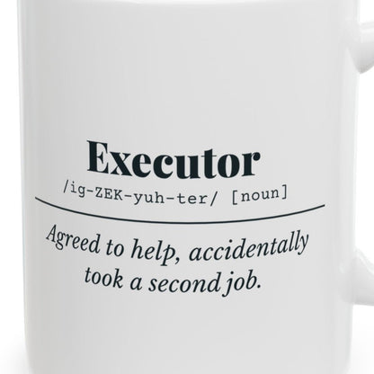 Close-up of the Executor Definition “Second Job” Mug design