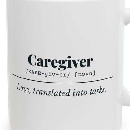 Close-up of the Caregiver Definition Mug design