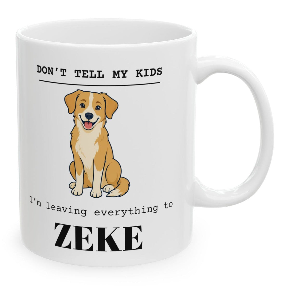 The same mug with a breed drawing instead of a photo