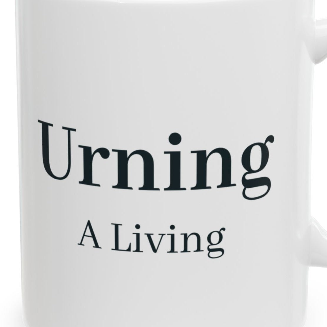 Close-up of the Urning a Living Mug design