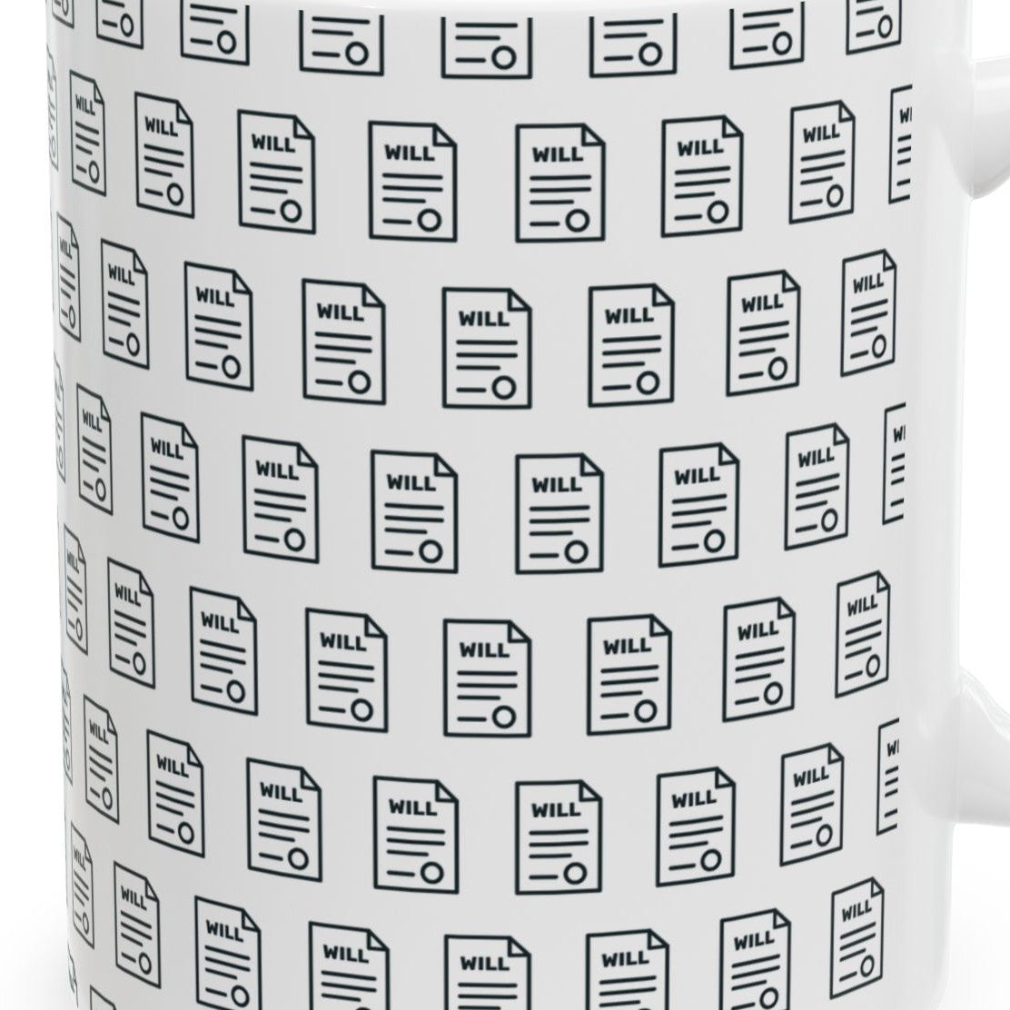 Close-up of the Last Will Pattern Mug for Estate Planners design