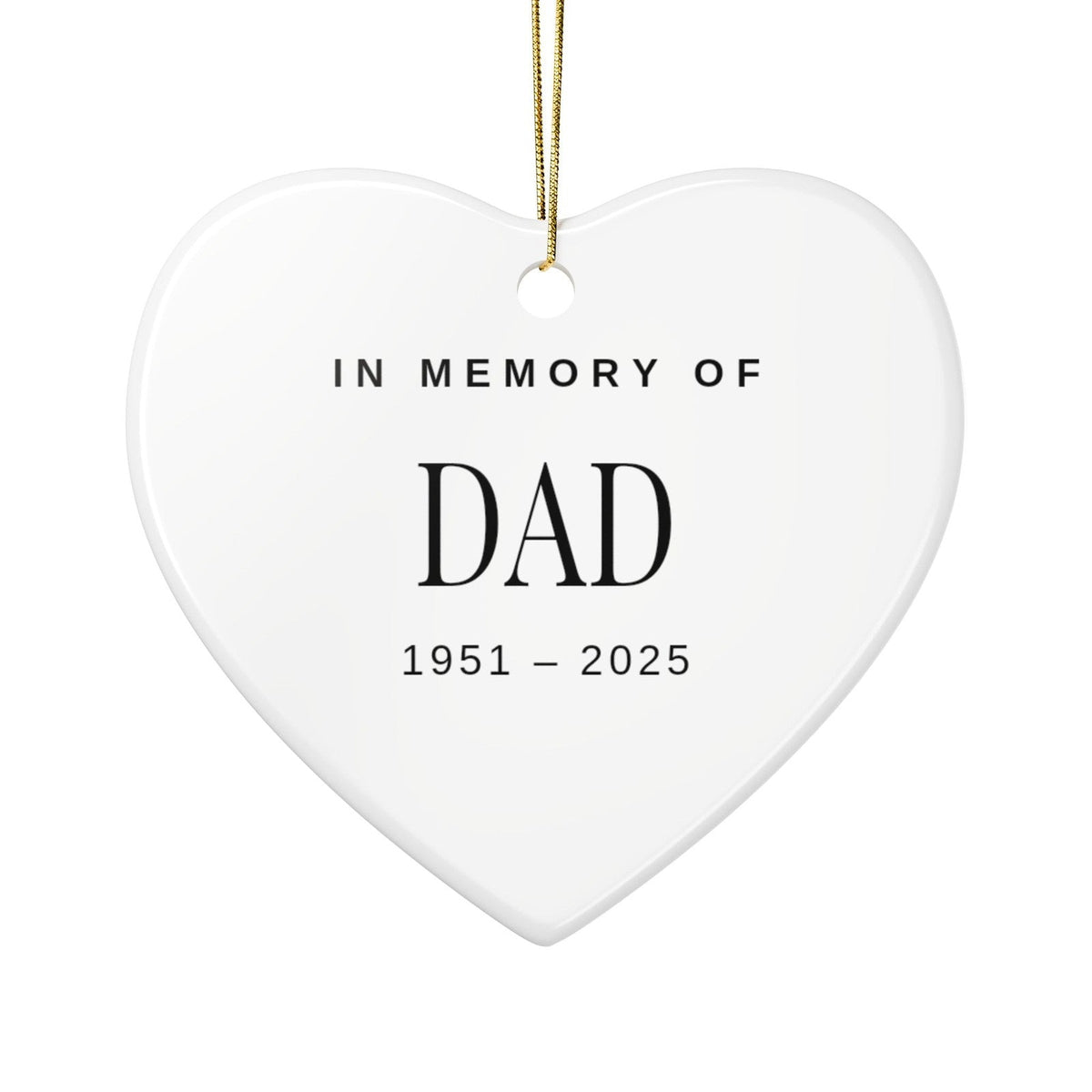 Heart-shaped In Memory Of ornament for Dad
