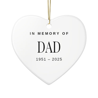 Heart-shaped In Memory Of ornament for Dad