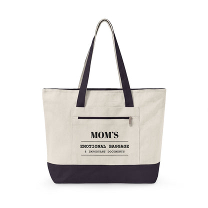 The tote with navy handles and base