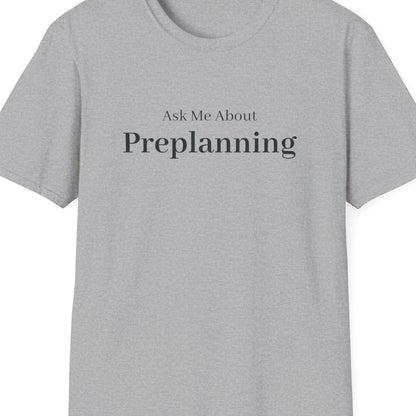 Close-up of the Ask Me About Preplanning design