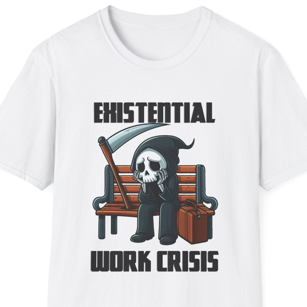 Close-up of the Existential Work Crisis Grim Reaper design