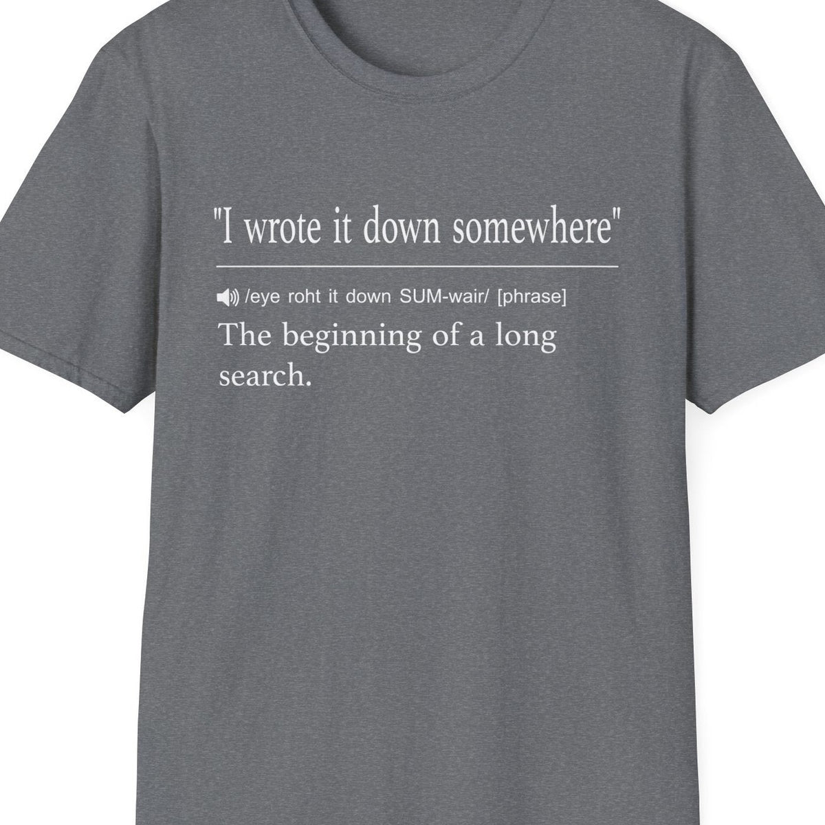 Close-up of the I Wrote It Down Somewhere design