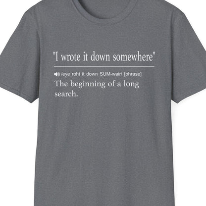 Close-up of the I Wrote It Down Somewhere design
