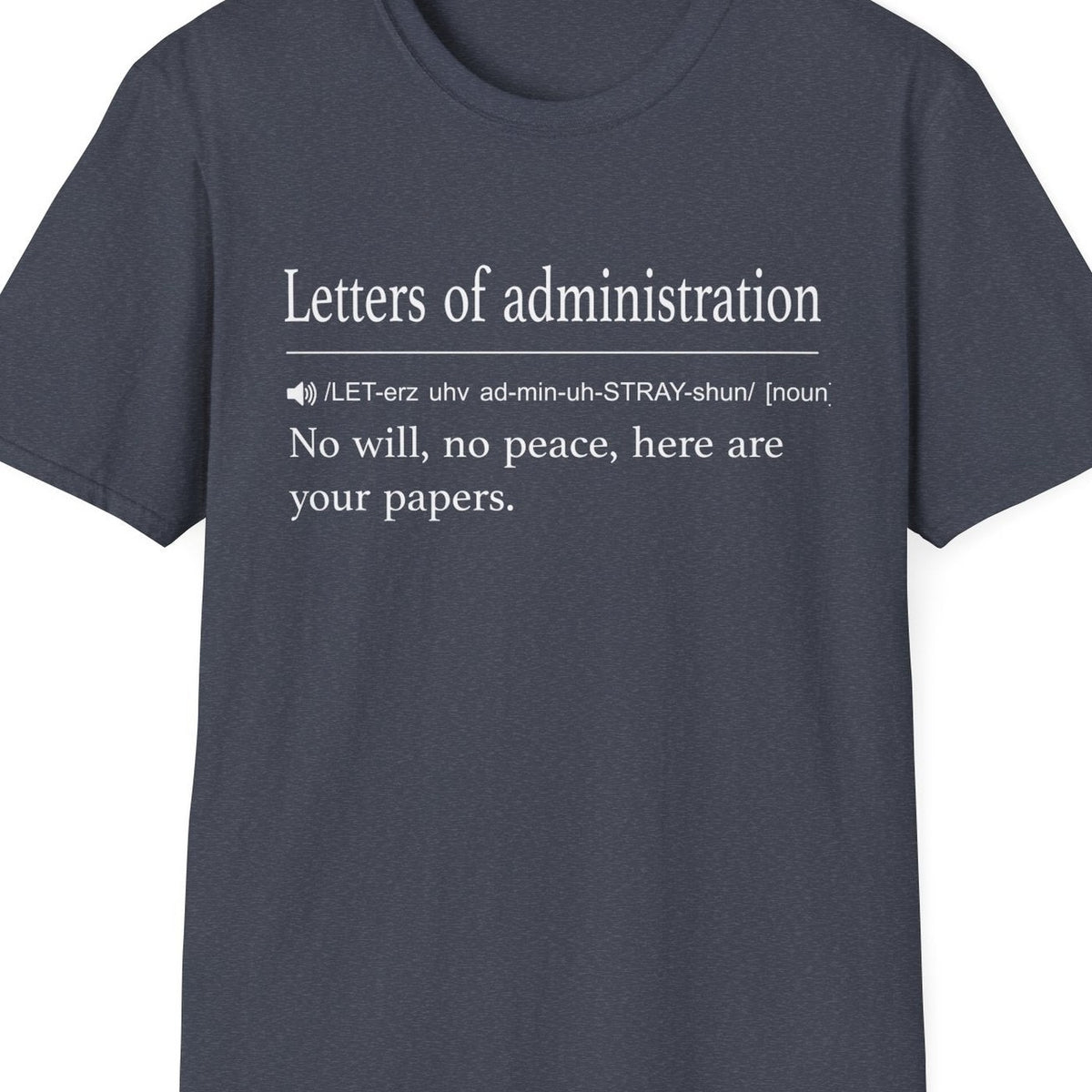 Close-up of the Letters of Administration Definition design