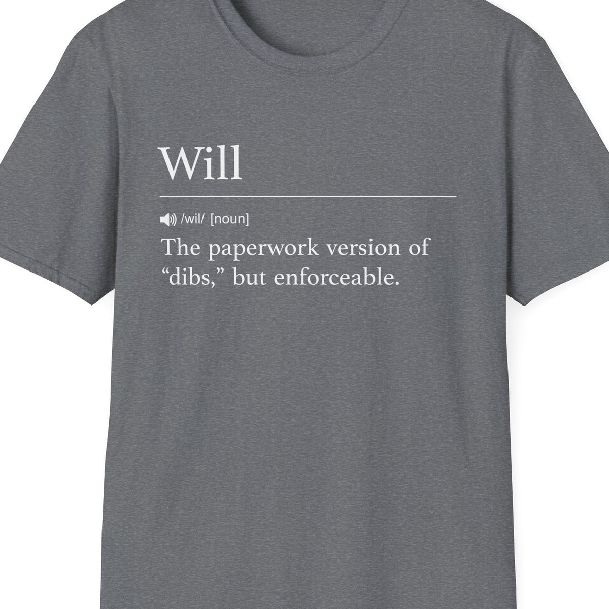 Close-up of the Will Definition Enforceable Dibs design