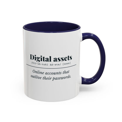 Digital Assets Definition Mug – Navy handle and inside, 11 oz