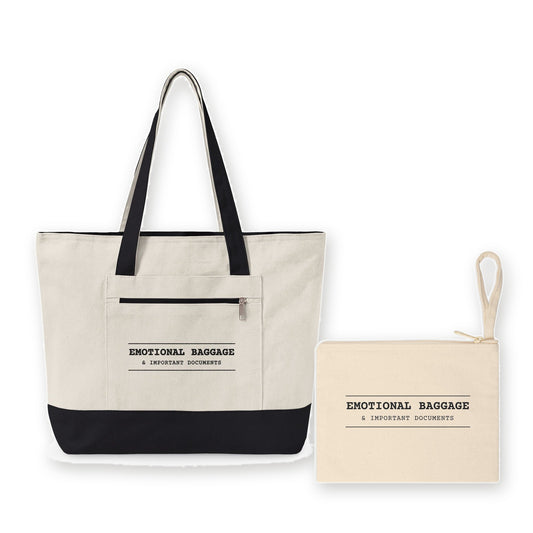 Emotional Baggage Set: the zip tote and the matching zip pouch together