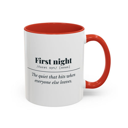 First Night Definition Mug – Red handle and inside, 11 oz