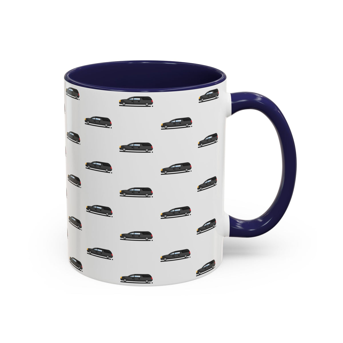 Funeral Professional Hearse Mug – Navy handle and inside, 11 oz