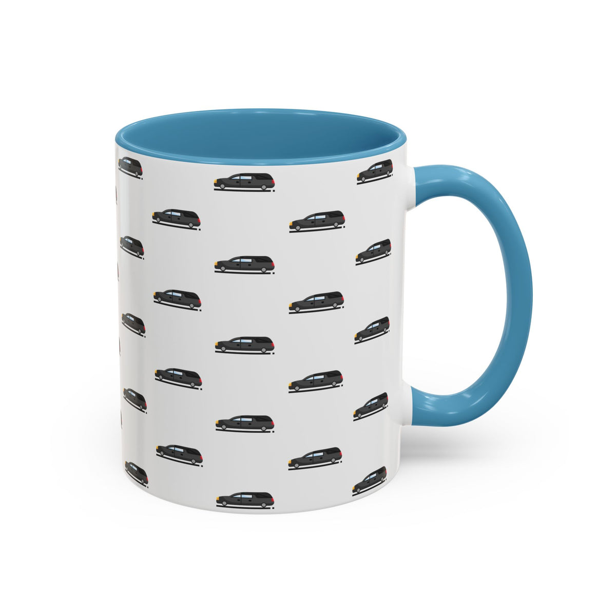 Funeral Professional Hearse Mug – Light Blue handle and inside, 11 oz