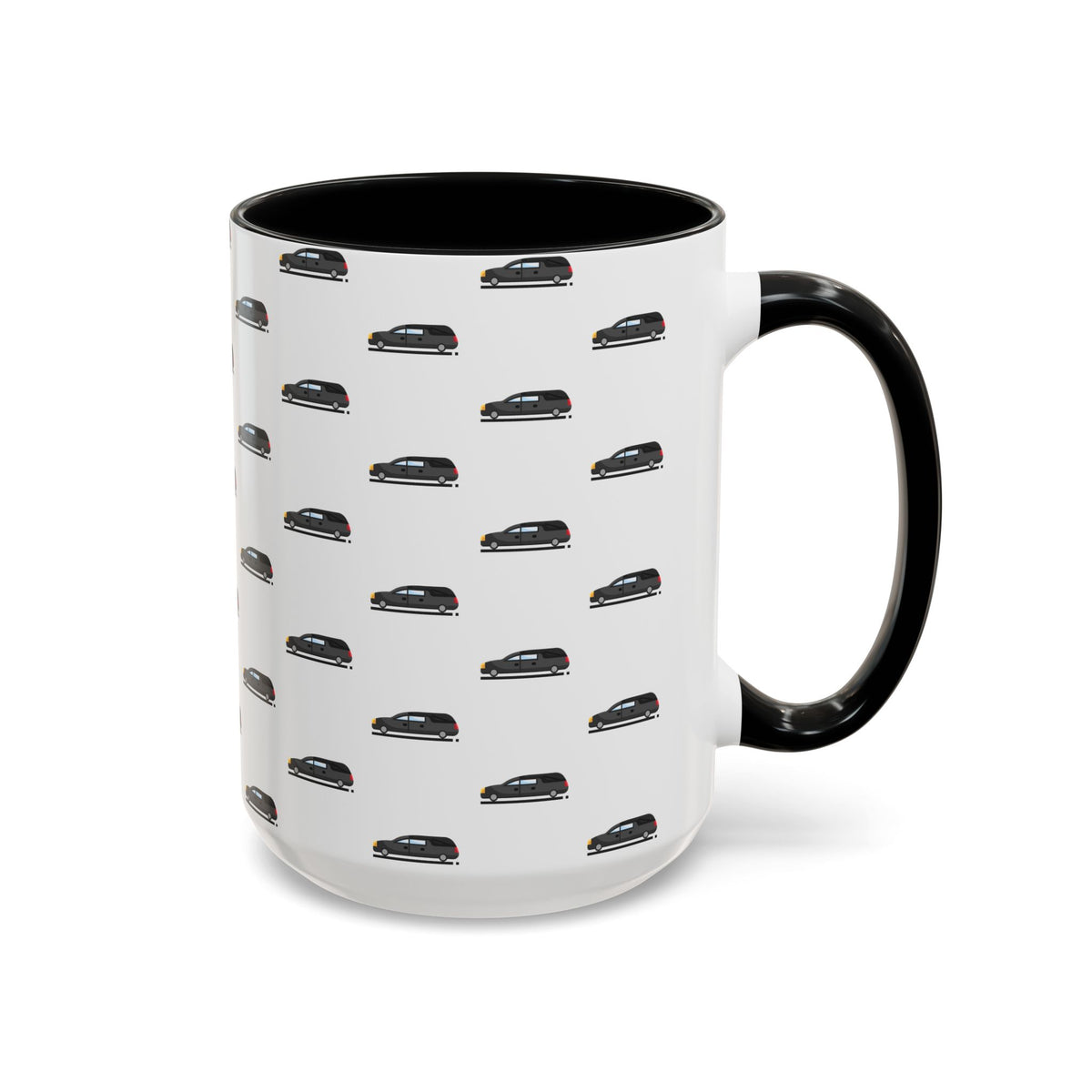 Funeral Professional Hearse Mug – Black handle and inside, 15 oz