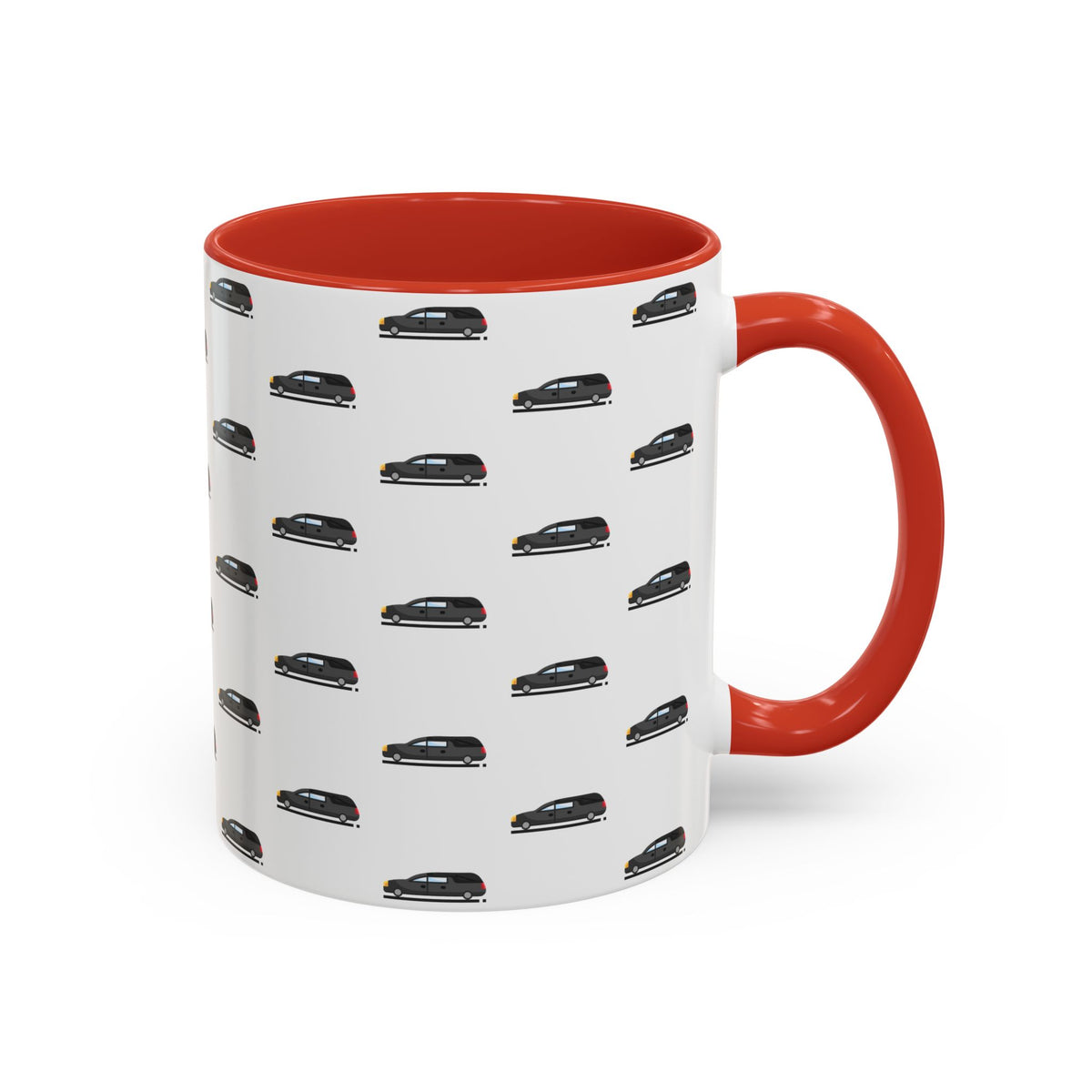 Funeral Professional Hearse Mug – Red handle and inside, 11 oz