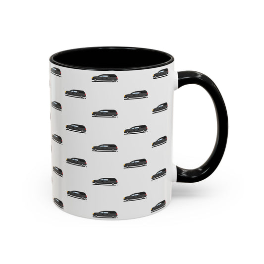 Funeral Professional Hearse Mug – Black handle and inside, 11 oz
