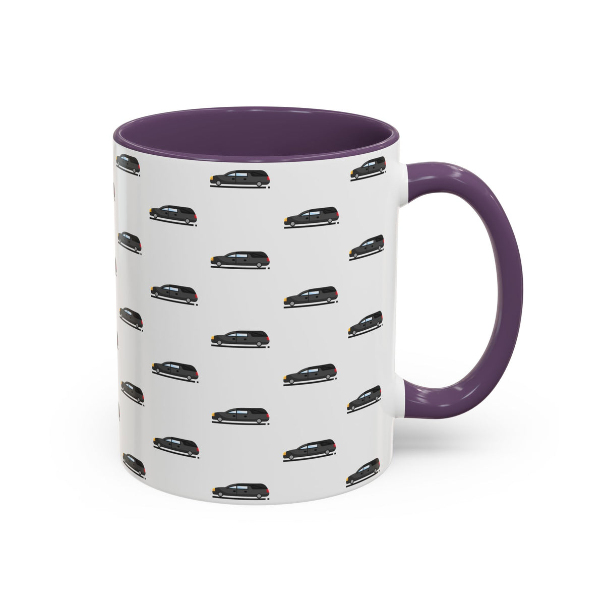 Funeral Professional Hearse Mug – Purple handle and inside, 11 oz