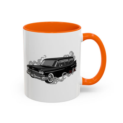 Hearse Mug – Orange handle and inside, 11 oz