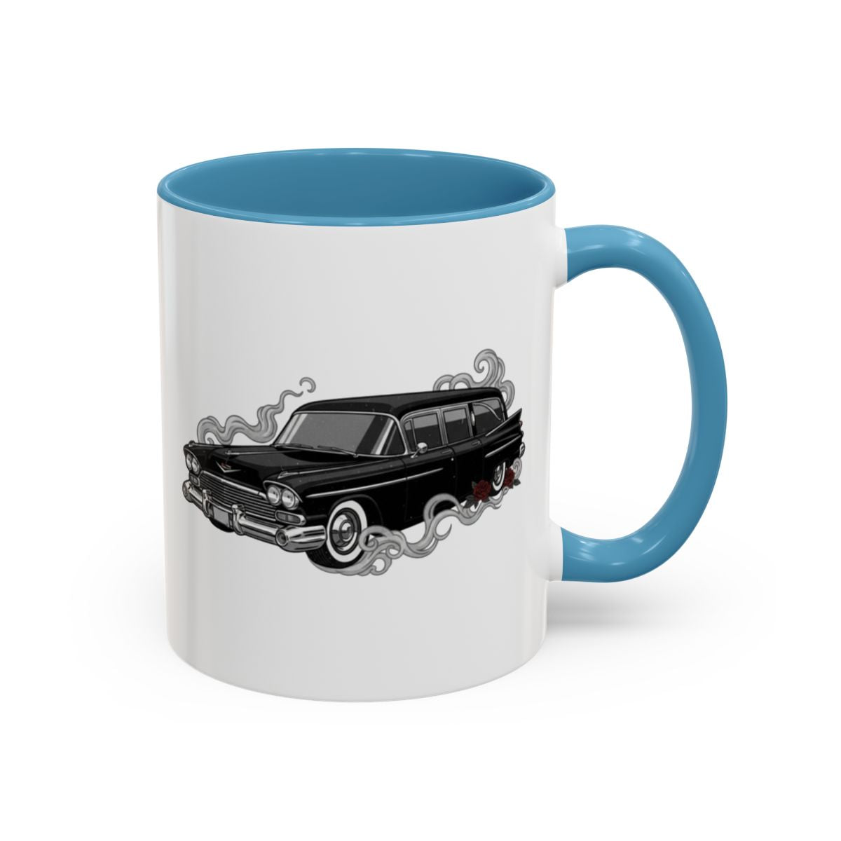 Hearse Mug – Light Blue handle and inside, 11 oz