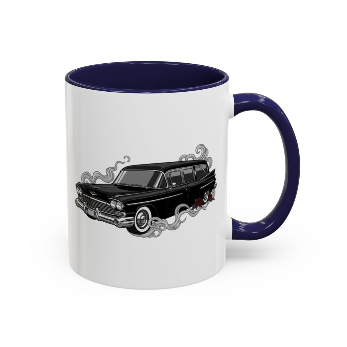 Hearse Mug – Navy handle and inside, 11 oz