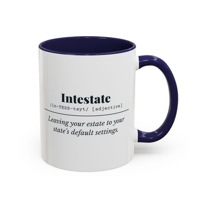 Intestate Definition Mug – Navy handle and inside, 11 oz