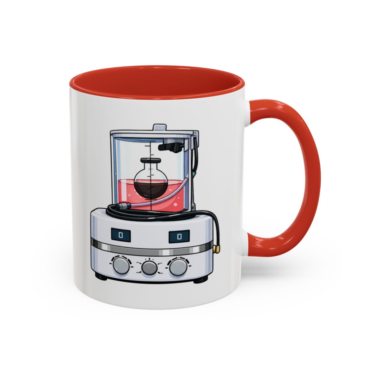 Modern Embalming Machine Mug – Red handle and inside, 11 oz