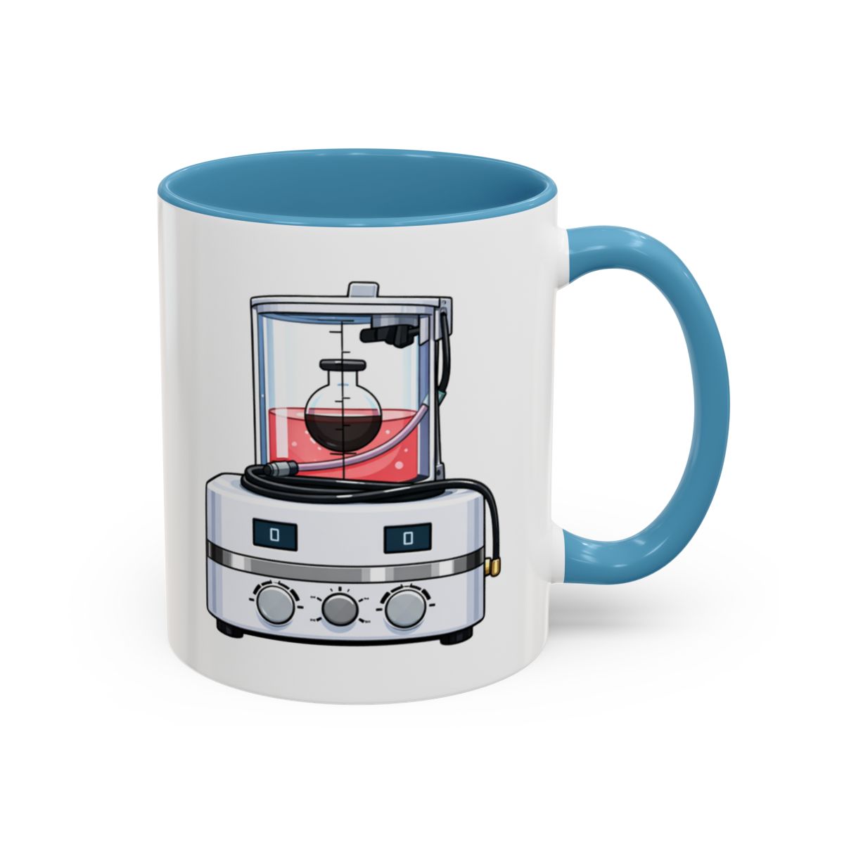 Modern Embalming Machine Mug – Light Blue handle and inside, 11 oz