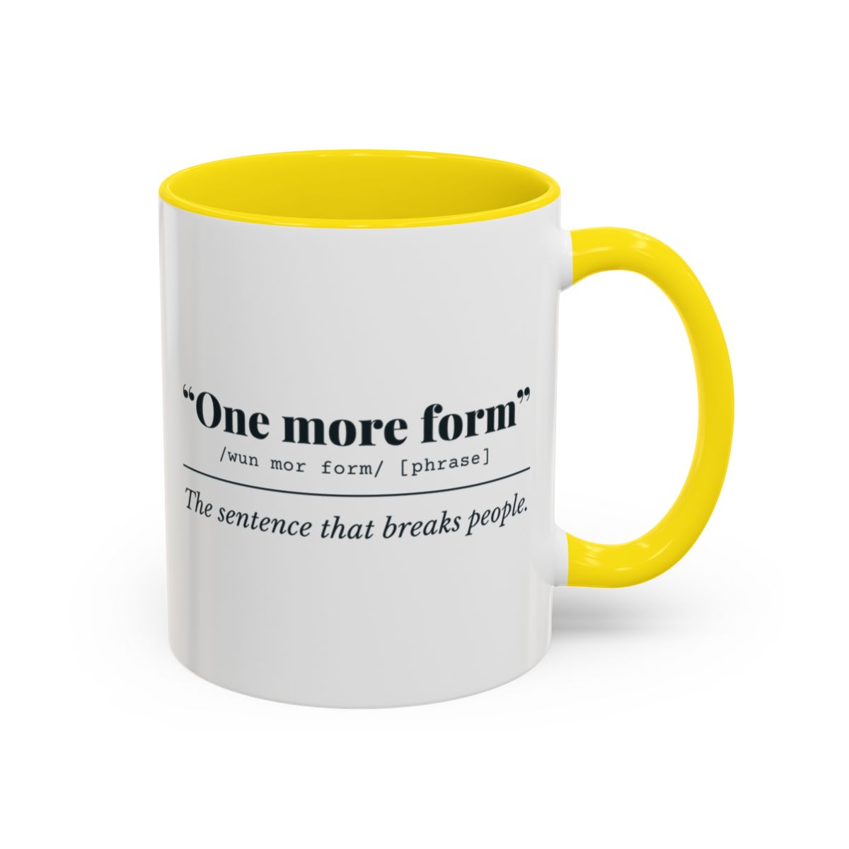 One More Form Mug – Yellow handle and inside, 11 oz
