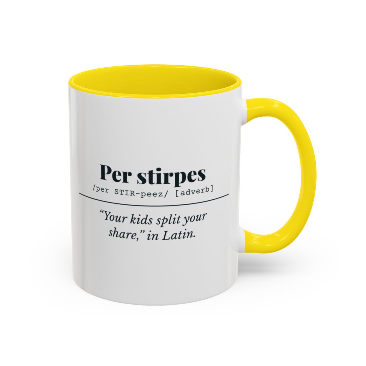 Per Stirpes Definition Mug – Yellow handle and inside, 11 oz