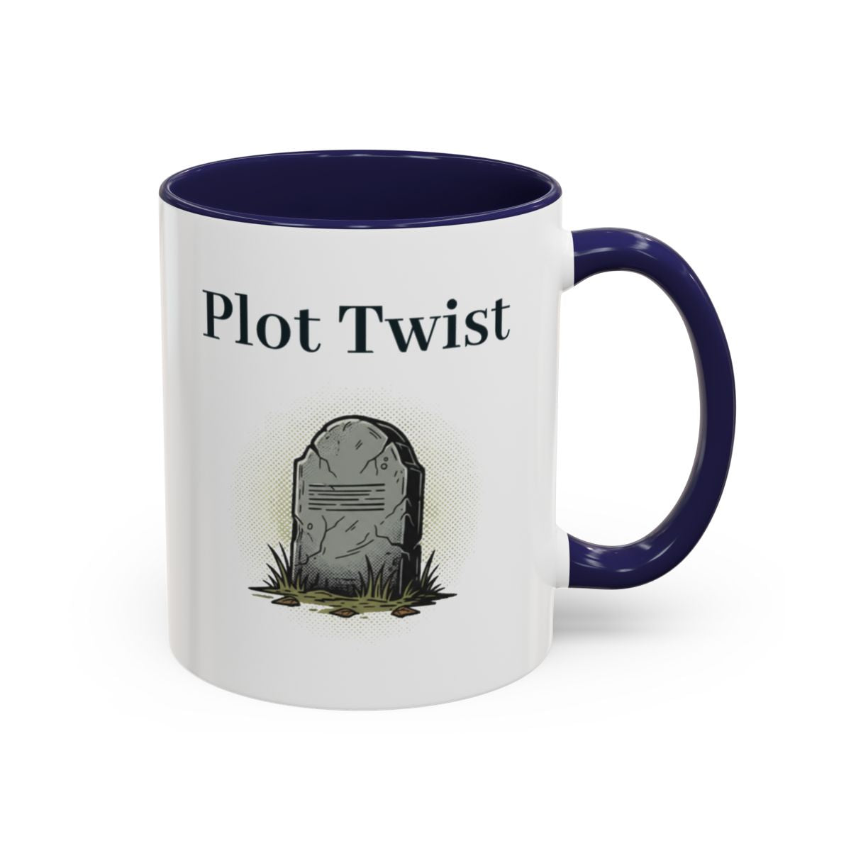 Plot Twist Mug – Navy handle and inside, 11 oz