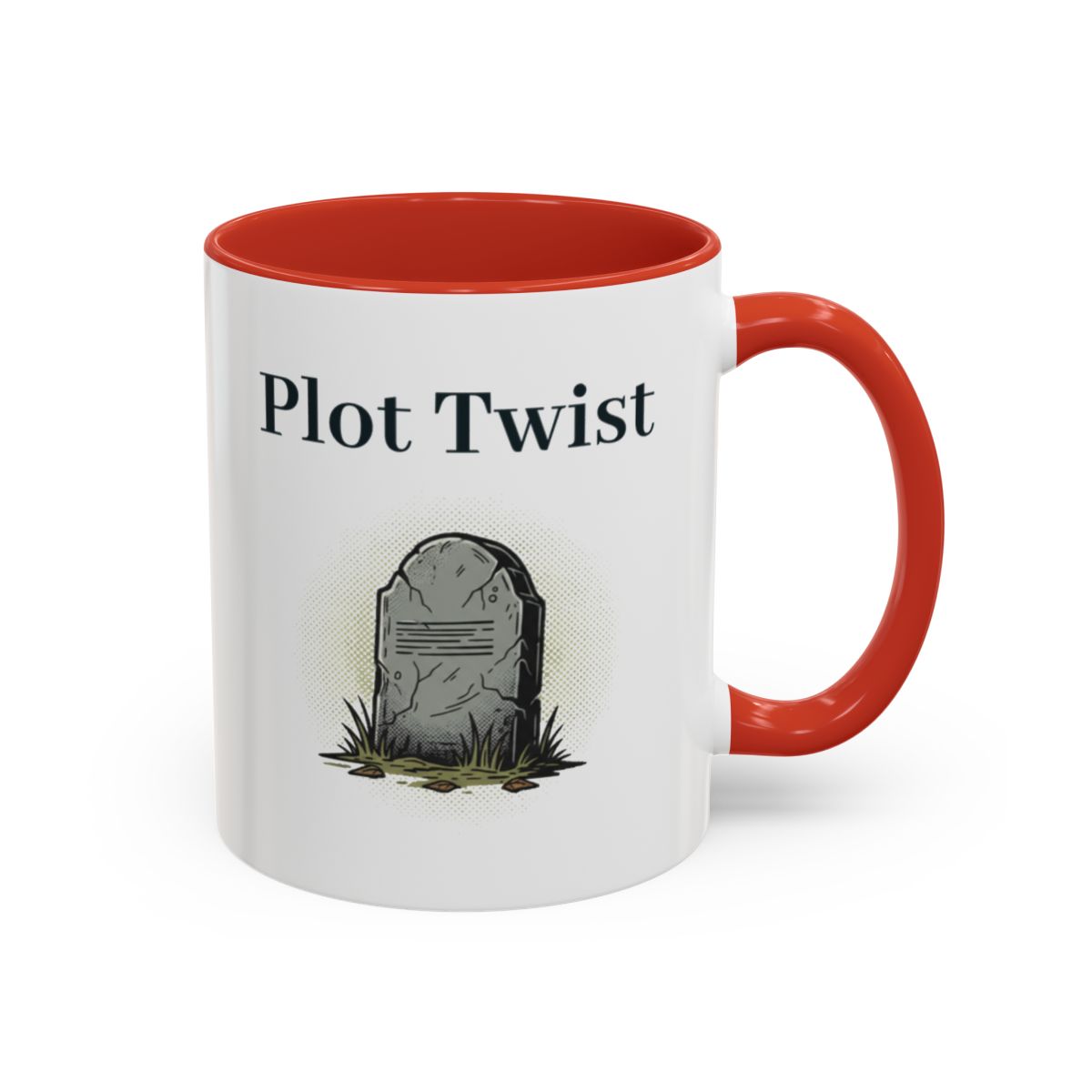 Plot Twist Mug – Red handle and inside, 11 oz