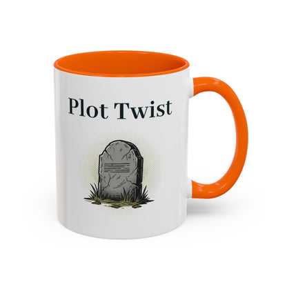 Plot Twist Mug – Orange handle and inside, 11 oz