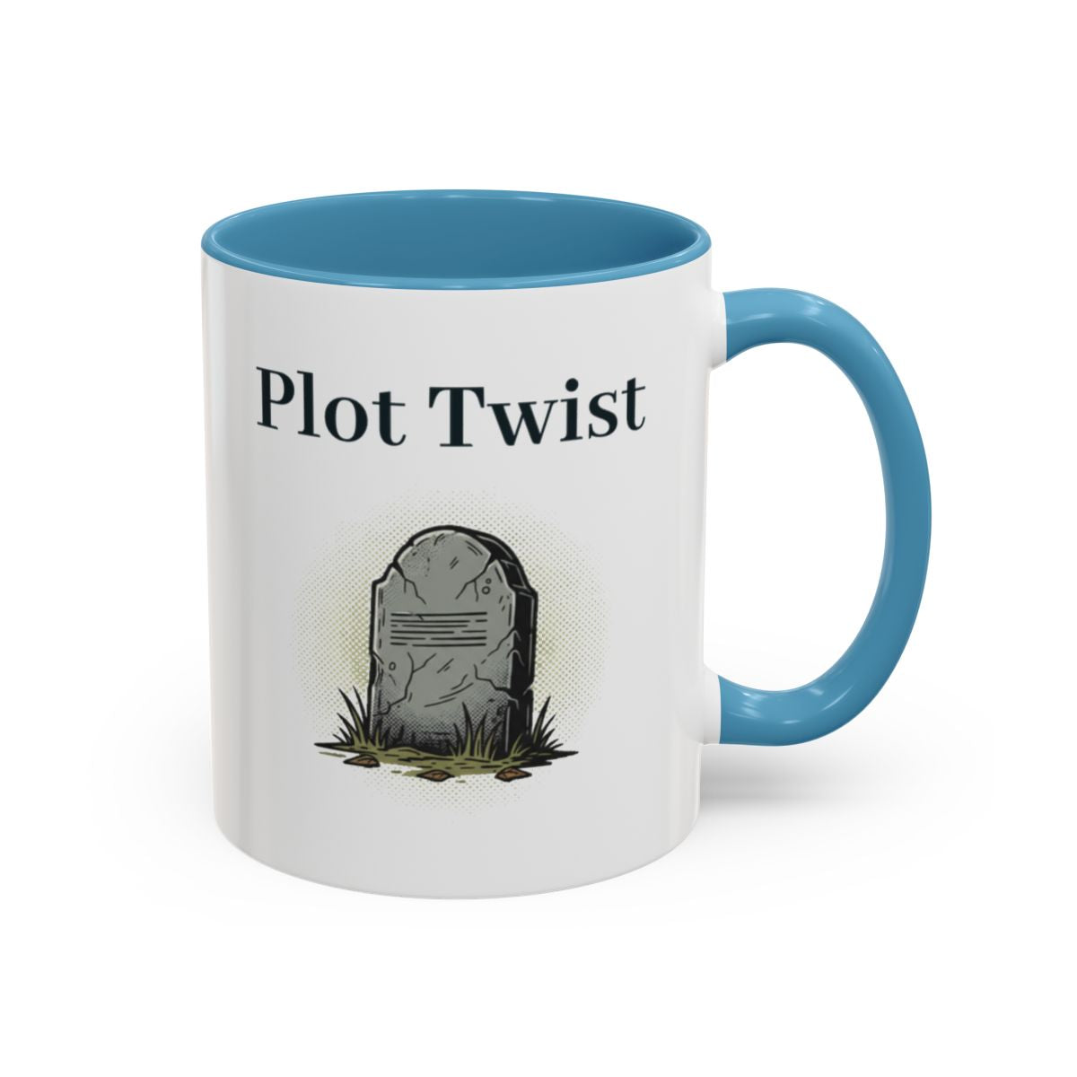 Plot Twist Mug – Light Blue handle and inside, 11 oz