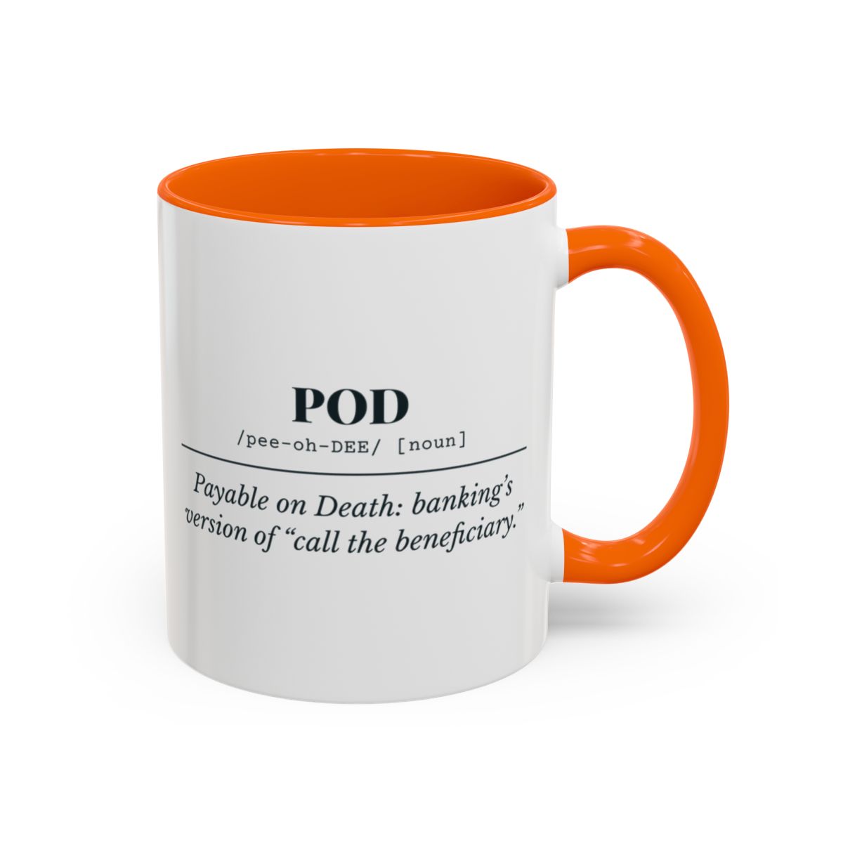 POD Definition Mug – Orange handle and inside, 11 oz