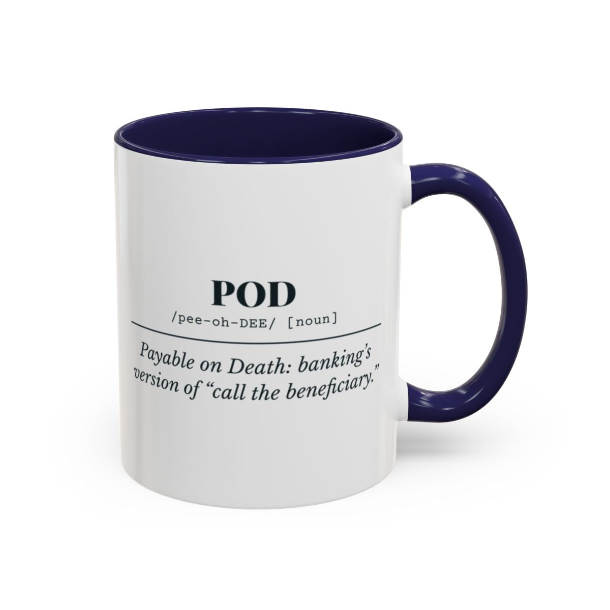 POD Definition Mug – Navy handle and inside, 11 oz