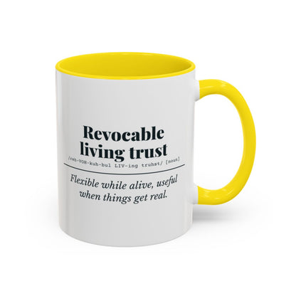 Revocable Living Trust Definition Mug – Yellow handle and inside, 11 oz
