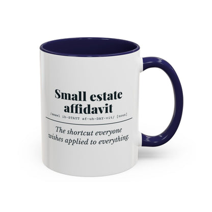 Small Estate Affidavit Definition Mug – Navy handle and inside, 11 oz