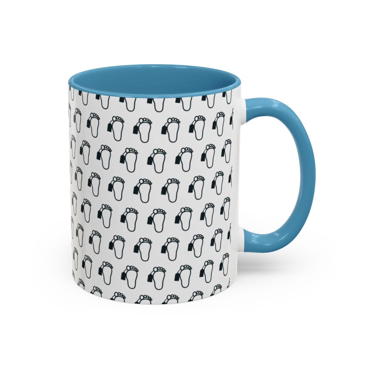 Toe Tag Pattern Mug (Black & White) – Light Blue handle and inside, 11 oz