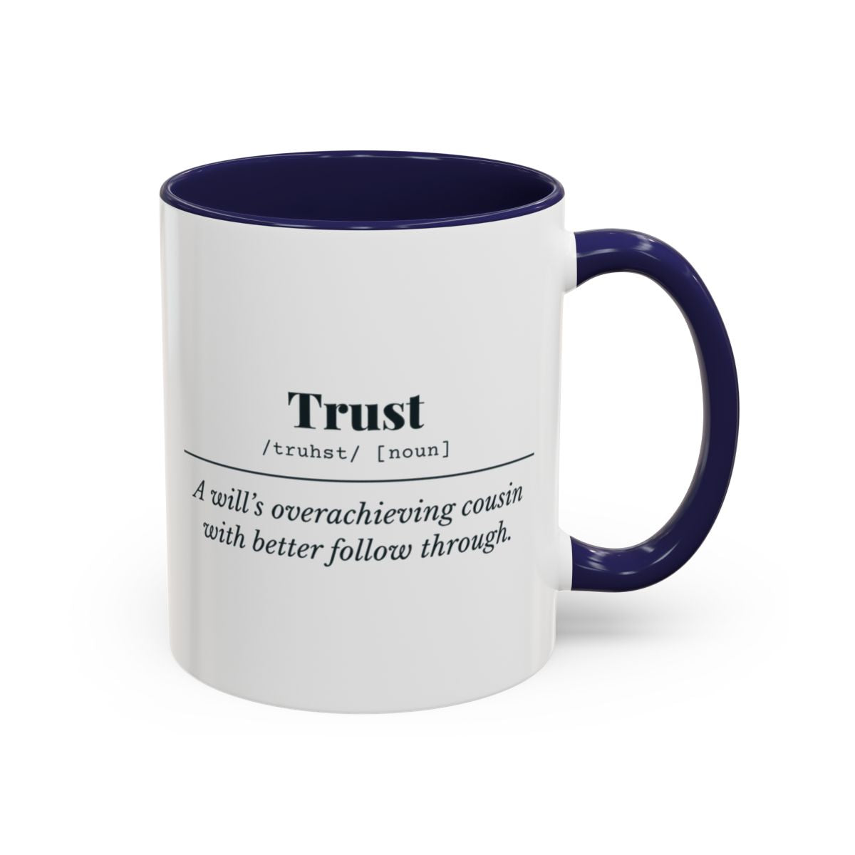 Trust Definition Mug – Navy handle and inside, 11 oz