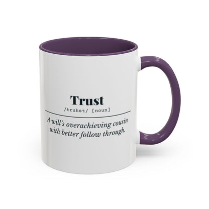 Trust Definition Mug – Purple handle and inside, 11 oz