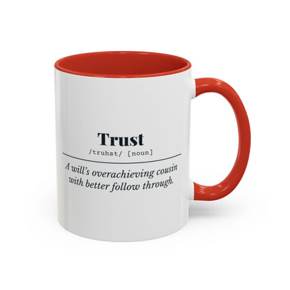 Trust Definition Mug – Red handle and inside, 11 oz