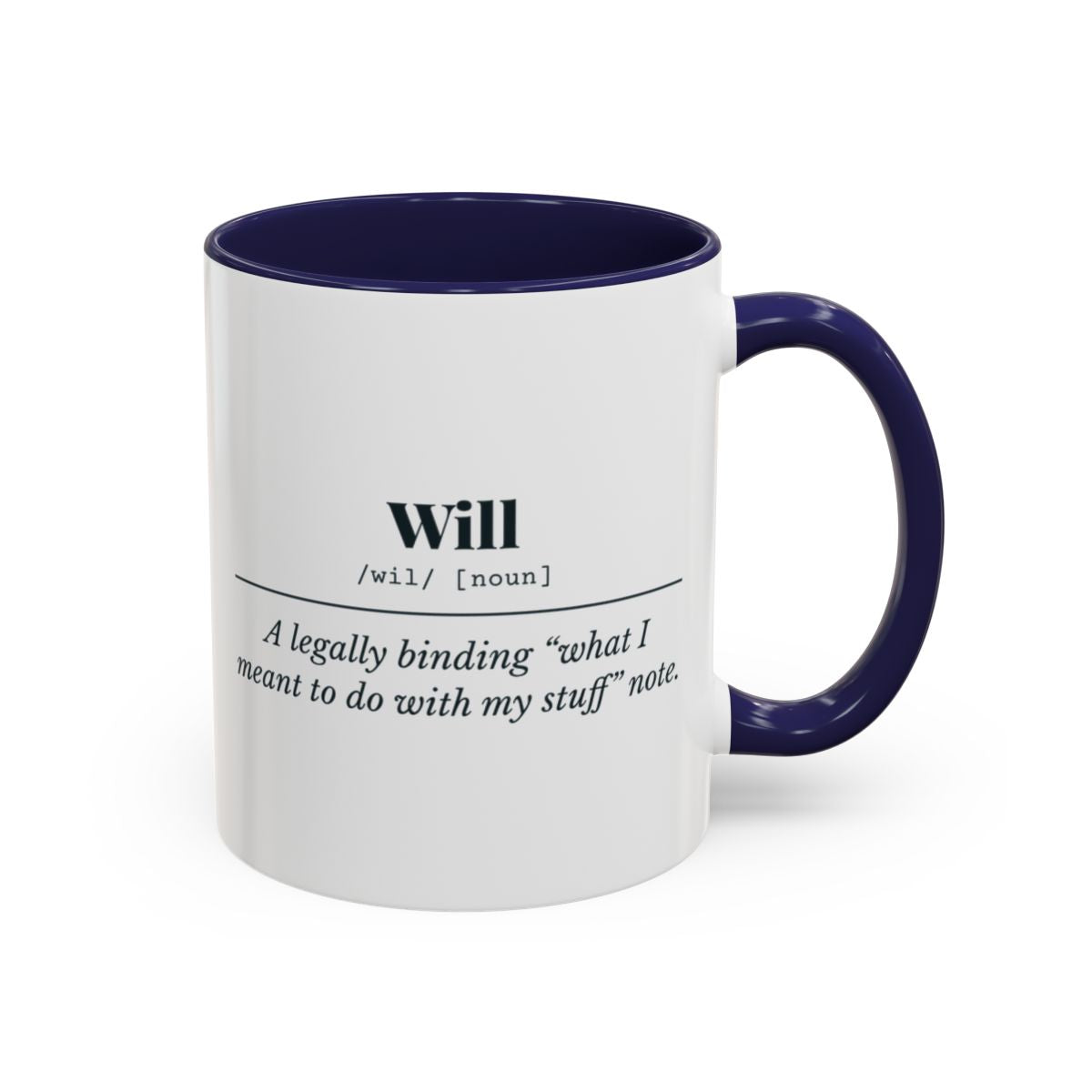 Will Definition Mug – Navy handle and inside, 11 oz
